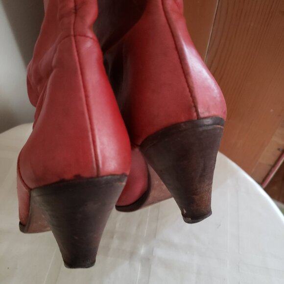 Vintage cognac leather 80s mid-calf boots, size 6-6.5 - Picture 5 of 12